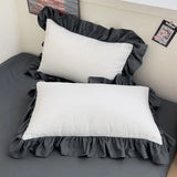 Yeknu Ins Princess Bedding Set 2024 New Duvet Cover Fresh Blue Solid Color Floral Wrinkled Yann Bed Set Of Four Pieces Bed Sheets