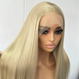 Yeknu  Long Honey Blonde Silky Straight Synthetic Lace Front Wigs for Women Free Part Ash Blonde Heat Resistant Fiber for Dailly Party