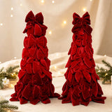 Yeknu  40cm Red Velvet Bow Christmas Tree Desktop Ornament DIY Christmas Decorations Xmas Party Scene Decor Props Festive Supplies