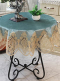 Yeknu  New Lace Tablecloth Pastoral Round Tablecloth Dining Table Cloths Home Embroidery Table Cover Rose Gold Decoration House Towel
