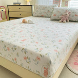 Yeknu Elastic Fitted Sheet Floral Style Bedsheet Soft Bed Cover Home Bed Linen Sheets drap de lit (Pillowcase Need Order)