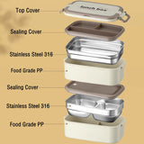 Yeknu  1500ml Portable Stainless Steel 316 Thermal Lunch Box With Insulation Bag Leak-Proof Bento Box Adult Student Food Container