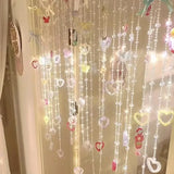 Yeknu  Acrylic Heart Shaped Door Curtain Beaded Chain Bedroom Room Partition Fairy Tale  Infp Separation Curtain for Girls