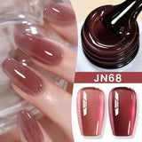 Yeknu  10ml Jelly Nude Gel Nail Polish Crystal Translucent Coffee Soak Off Semi-Permanent Varnish Base Top Coat Manicure