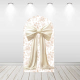 Yeknu  Custom 2-Sided Pink Toile Bow Princess Girl Birthday Party Baby Shower Cover Chiara Arch Wall Background Decor Backdrop