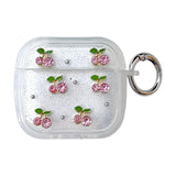 Yeknu  Pink Cherry Bow Transparent Protective Soft Silicone Shockproof Earbuds For Case Cute Sweet Girl Kawaii Anime Style Gift Lovely