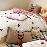 Yeknu High-end Embroidered 100% Cotton Bedding Set King Size Soft Skin-friendly Duvet Cover Set Comfortable Quilt Cover and Pillowcase