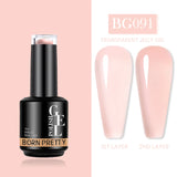Yeknu  Rubber Base Gel Nail Polish Pink White Base Gel Top Coat Jelly Semi Transparen French Soak Off UV Nail Art Varnish