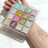 Yeknu  Magic Sparkle 16 Color Eyeshadow Palette Pearl Matte Korean Cosmetics Christmas Gift for Girls