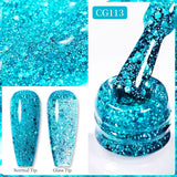 Yeknu  10ml Gold Glitter Gel Nail Polish Crystal Semi Permanent Soak Off UV Gel Varnish Nail Art Manicure Base Top Coat