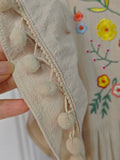 Yeknu  Summer V-neck Flower Embroidery Dress Women Holiday Boho Ruffle Sleeve Knee-length Dress Beach Women Vestidos