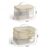Yeknu  Fashion Transparent Mesh Travel Cosmetic Bag Storage 1/2/3 layer Toiletry Bag Large Capacity Make Up Organizer Bag Women's