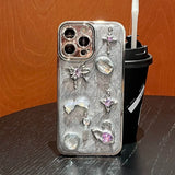 Yeknu  Luxury Plating 3D Butterfly Star Phone Case For iPhone 12 13 14 11 15 Pro Max X XR TPU Glitter Cover For iPhone 14Pro 13 Pro Max