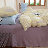 Yeknu Ins Nordic Bedding Set Simple Style Striped Duvet Cover Set Soft Flat Sheet Single Twin Size Double Bed Sheet Set For Bedroom