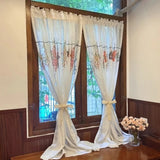 Yeknu  Village Curtains for Living Room Nordic Cotton Half Door Blackout Kitchen Washing Table Screen