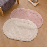 Yeknu  Oval Cotton Rug Soft Handmade Solid Bathroom Mat Carpet Bedroom Decorative Tidy Pad Easy Care Aesthetic Home Room Decor