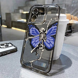 Yeknu  Gold Butterfly Phone Case For iPhone 17 16 15 11 13 12 14 Pro Max 16e Air 7 8 Plus XR SE Soft TPU Transparent Cover