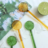 Yeknu  Colorful Lemon Heat-resistant Glass Stirrer Coffee Mixing Stick Honey Spoon, creative ins Style Juice Stirrer