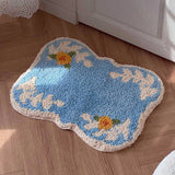 Yeknu  Floral Tufting Bathroom Mat Soft Tufted Camellia Kids Bedroom Carpet Bedside Rug Floor Non Slip Pad Aesthetic Home Decor