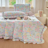 Yeknu  Towel Embroidery Washed Cotton Bedding Sets Ultra Soft Skin-Friendly Cotton Bed Sheet Set Cartoon Bedclothes for King Queen Size