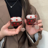 Yeknu  ins wind retro contrasting red-brown polka dots are suitable for airpods4 protective case airpodspro3 generation Apple
