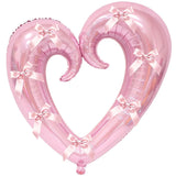 Yeknu  40 inch Large Heart Foil Balloon with Bow, Red Hook Heart Shape For Valentine's Day Wedding Engagement Bachelor's Party Decor
