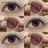 Yeknu  1 Pair Korean Lenses Colored Contact Lenses With Prescription Myopia Lenses Cosplay Lenses Pink Lenses Green Lenses