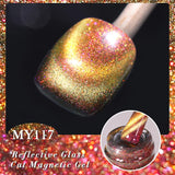 Yeknu  10ml Super Shining Reflective Cat Magnetic Gel Ultra Shine Glitter Red Silver Soak Off UV LED Gel Nail Art Varnish