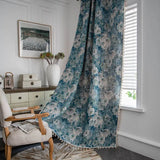 Yeknu Floral Jacquard with Tassels Oil Painting Curtain Thick Blackout Curtains for Living Room European Vintage Drape Kitchen Valance