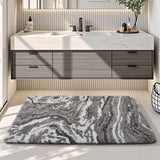 Yeknu  Tufting Marble Pattern Bathroom Mat Soft Tufted Bedroom Carpet Bedside Rug Bedroom Floor Anti Slip Tidy Pad Aesthetic Home Decor