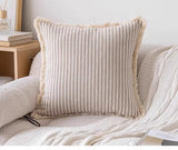 Yeknu  1Pcs Striped Throw Pillow Cover Decorative Square Cushion Case for Sofa Home 45x45/50x50/30x50cm Hemp Pillowcase With Tassels