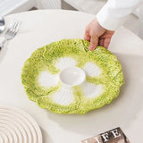 Yeknu  Dumpling plate with vinegar dish, home ceramic vegetable plate, butterfly breakfast partition plate, creative