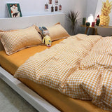 Yeknu Nordic Grid Duvet Cover Set with Bedsheet Pillowcase 220x240 Quilt 4pcs/3pcs Bedding Fashion Comforter Bed Linen Bedding Set