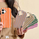 Yeknu  Summer Dopamine Vertical Stripes Phone Case For iPhone 16 15 14 13 12 Pro Max Cases Wave Shape Shockproof Back Cover