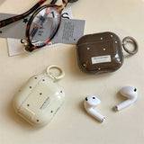Yeknu  Coffee Brown Polka Dot Label Suitable For Airpodspro2 Headphone Cover Apple Airpods4 Anti Drop Protective Cover