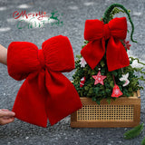 Yeknu  Christmas Bow Decoration DIY Xmas Trees Decorations Velvet Red Bow Knot Baubles Hanging Ornaments Pendant For Holiday Home Party