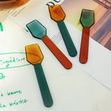 Yeknu  Color Glass Spoon Dessert Ice Cream Salad Handled Spoon Coffee Soup Stirring Spoon High boric acid heat and cold resistanc