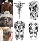Yeknu  4 Sheets Judgment Angel Combo Full Back Tattoo Sticker,realistic, Long-lasting Waterproof for 1-2 weeks, Fake Tattoo