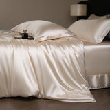 Yeknu  Luxury Mulberry Silk Duvet Cover Set High End Satin Solid Color Quilt Cover and Pillowcases Soft Silky King Size Comforter Cover