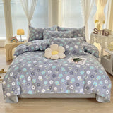 Yeknu  New Cotton Printed Bedding Set Sweet Cozy Sleep Naked Fitted Sheet Sets Single Double Queen Textile Supplies for Adults