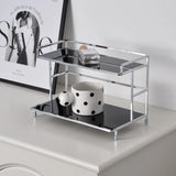 Yeknu  Metal Desktop Layered Storage Rack, Double-Layer Desk Storage Rack, Water Cup and Coffee Cup Storage Rack, Bathroom Cosmetics St