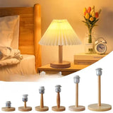 Yeknu  1PC Solid Wooden Base Holder with Cord on off switch Table Lamp for Home Lighting Table Lamp Plug In Lamp Bedside Holder