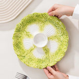 Yeknu  Dumpling plate with vinegar dish, home ceramic vegetable plate, butterfly breakfast partition plate, creative