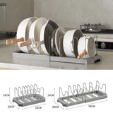 Yeknu  Expandable Kitchen Cabinet Pot Organizer Rack Multi-purpose Adjustable Divider Pans Frying Pan Holder Bowl Shelf