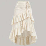 Yeknu  Summer Elegant High Waisted Ruffle Pleated Midi Skirt Women Wrap Casual Summer Beach Ladies Skirts Tiered Side Tie