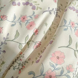 Yeknu  Romantic Elegant Bedding Set Soft Chic Floral Blossom Print Duvet Cover Skin Friendly Bed Sheet Pillowcases 4Pcs Twin Queen King