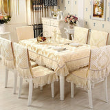 Yeknu Antiskid Jacquard Pattern Double Vertica Edge Lace Chair Cover Flowe design Double hem tablecloth Table decoration tablecloth