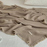 Yeknu  1pc Blanket 100% Cotton Sofa Towel Tassels Bed Linen Solid Color Shawl manta Skin-friendly Plaid Home Blankets