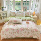 Yeknu  Floral Printed Duvet Cover 1Piece- 100% Cotton Luxury Bedding, Pre-Washed for Softness, for Bedroom Decor - Zipper Closure
