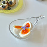 Yeknu  Retro Pear-shaped Glass Bowl Sauce Glass Dish Bowl  Japanese Food Dish Dipping Glass Transparent Glass Plate Jewelry Tray